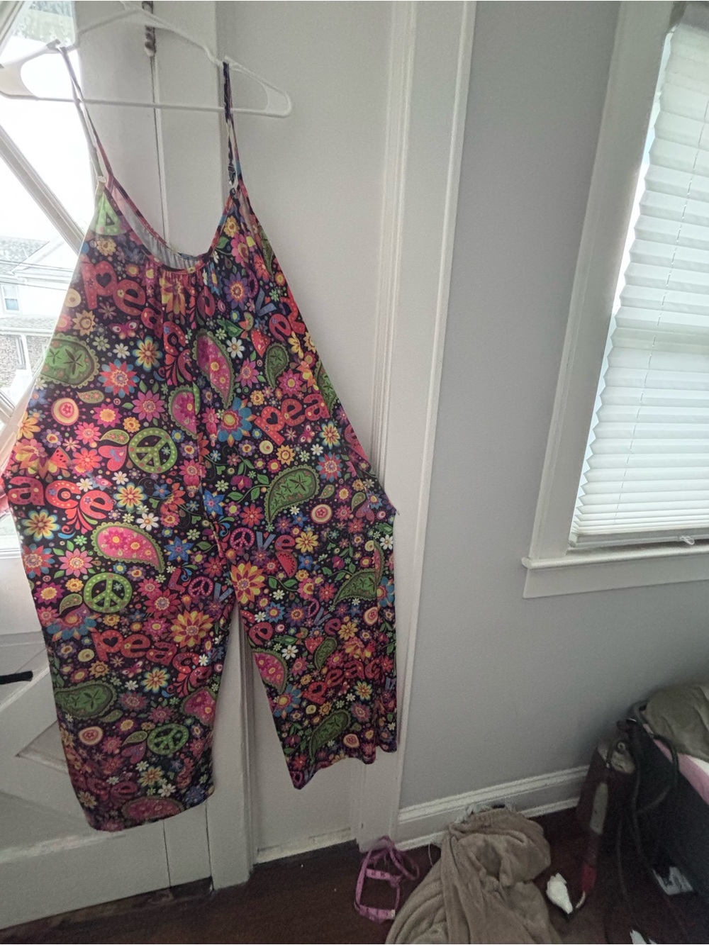 SHEIN Multicolor Floral Peace Sign Jumpsuit